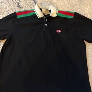Gucci Polo Shirt with Red and Green Stripes